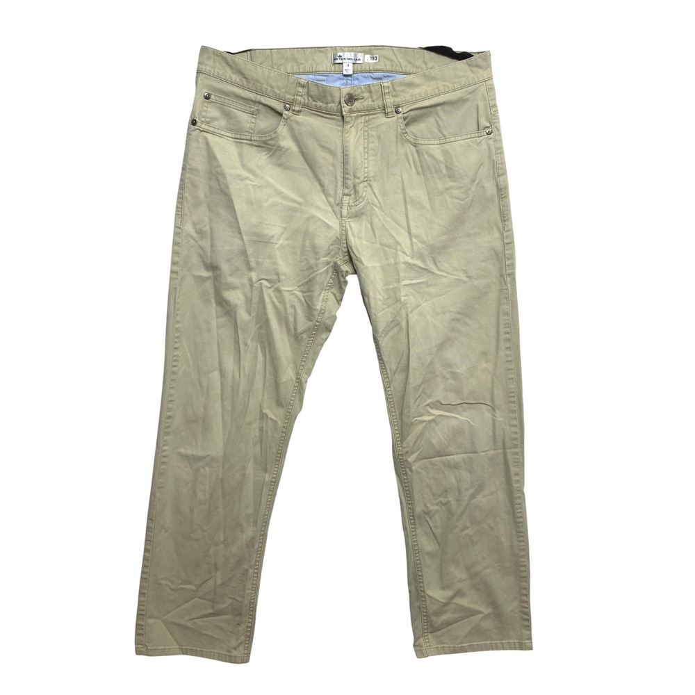 Peter Millar 5 Pocket Chino Pants Mens 34 Khaki Tan Twill  Cotton Blend